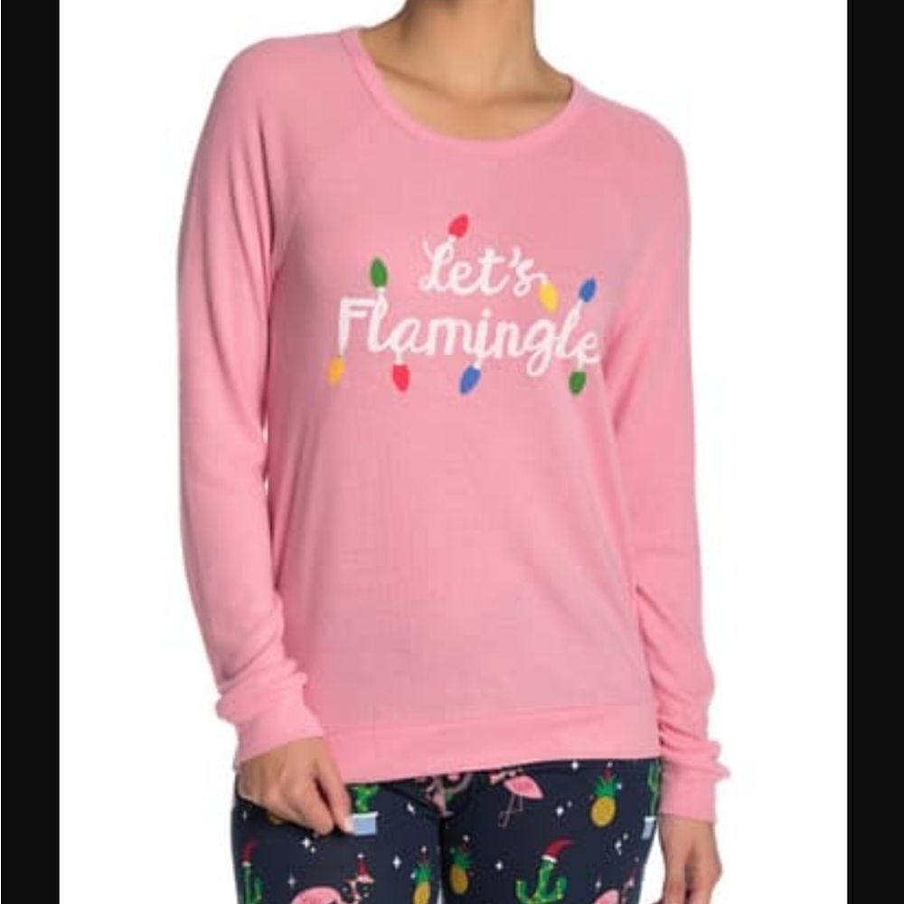 Pj Salvage Let's Flamingle Long Sleeve Top